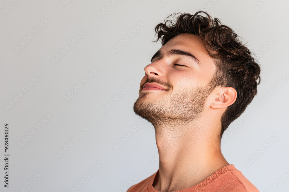 A close up of a man's face with his eyes closed A close up of a man's face with his eyes closed