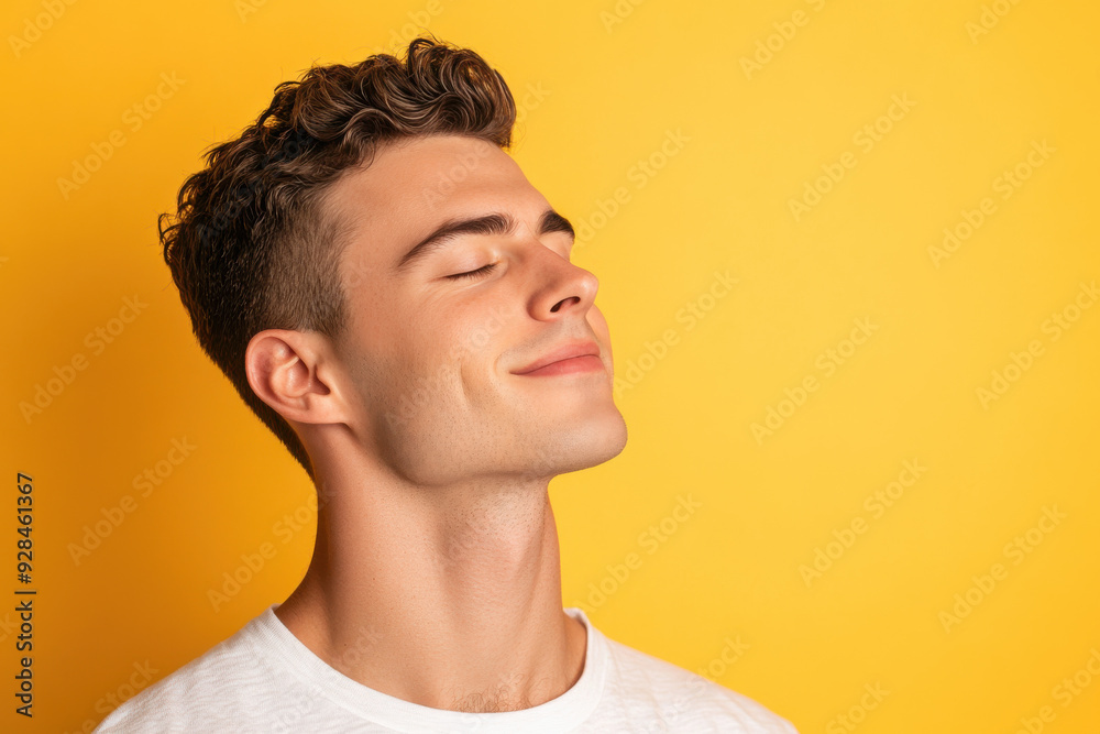 A close up of a man's face with his eyes closed A close up of a man's face with his eyes closed