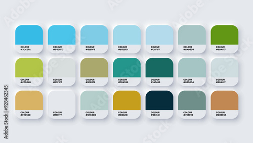 Color Palette, Colour Swatches in RGB, HEX Colors, Bright Colour in HEX Codes Catalog, Paint Palette, Colorful Tones