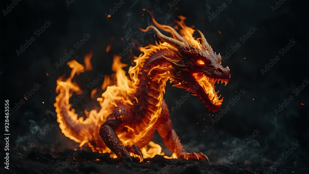 Dragon resting on the golden sands of a secluded beach Dragon resting on the golden sands of a secluded beach
