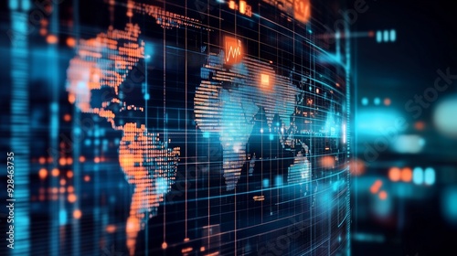 Abstract realms collide in a digital symphony of light, data, and fractal patterns; [economic strategy], [identifying strategic global economic opportunities]