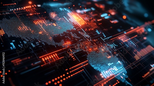 Interactive hologram showing a global map with economic hotspots highlighted, [economic strategy], [identifying strategic global economic opportunities]