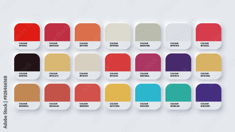 Color Palette, Colour Swatches in RGB, HEX Colors, Bright Colour in HEX ...