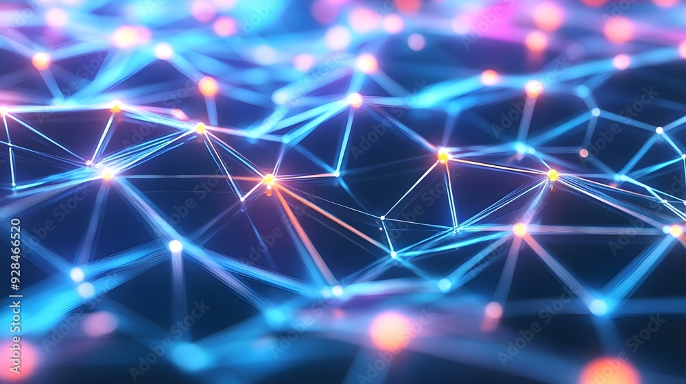 Abstract Blue and Orange Network Connections Background Abstract Blue and Orange Network Connections Background