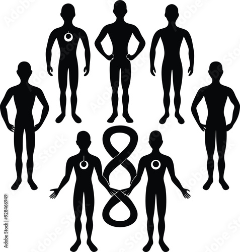Human Body Icon Modern Black Silhouette Design Elements