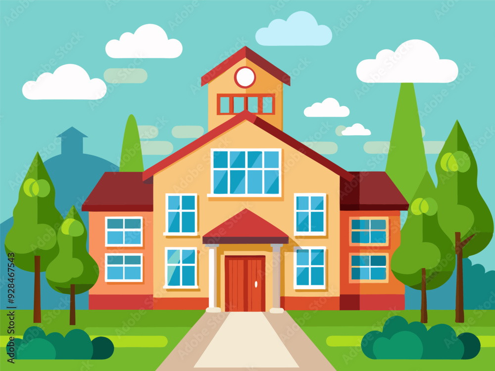 Fototapeta premium School building illustration generated by ai