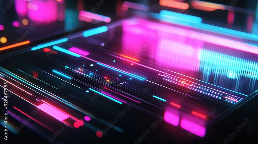 Obraz premium Detailed image of a next-gen tech gadget with vibrant colors and interactive interface