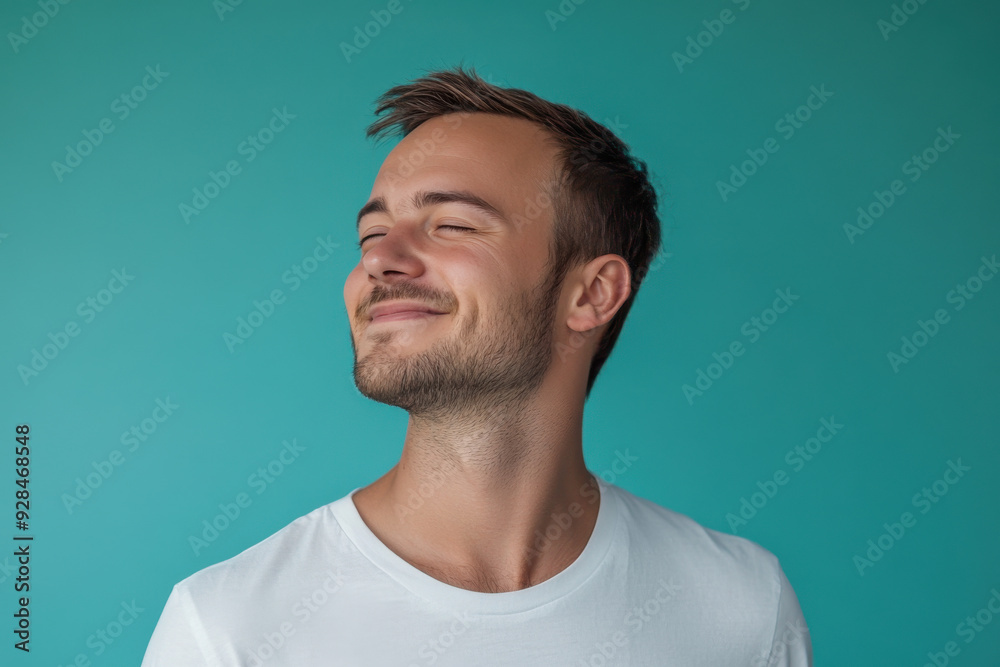 A close up of a man's face with his eyes closed A close up of a man's face with his eyes closed