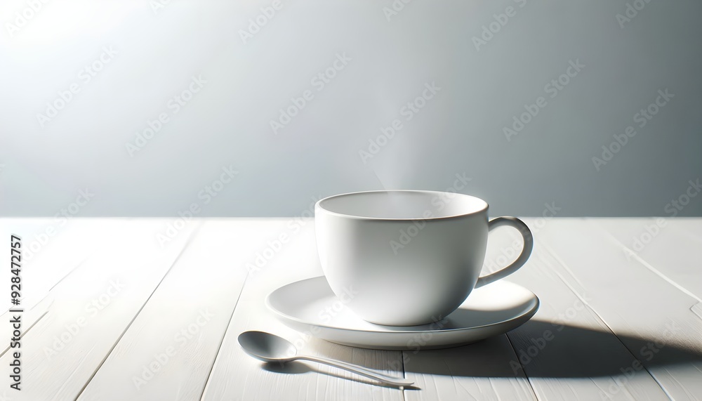 Obraz premium White cup on the table isolated on white background