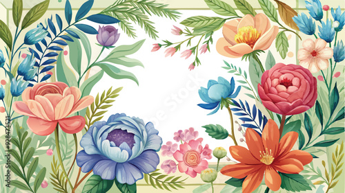 Wallpaper Mural Soft watercolor floral banner on white background. Healing Herbs for cards, wedding invitation, posters and greeting design vector art illustration. Torontodigital.ca
