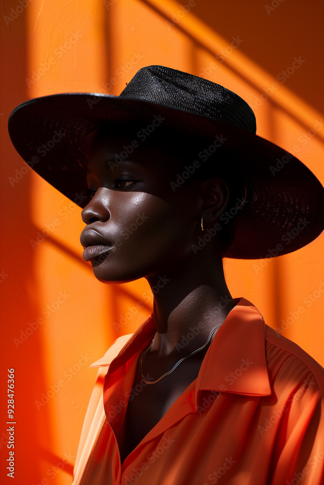 An African American woman in bright colors An African American woman in bright colors