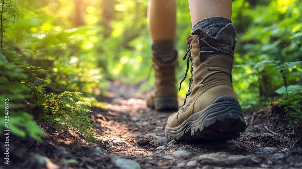 close up of hiker boots on nature close up of hiker boots on nature
