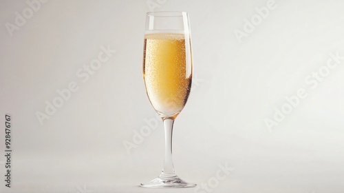 Elegant Champagne Glass on White Background - Festive Celebration Concept photo