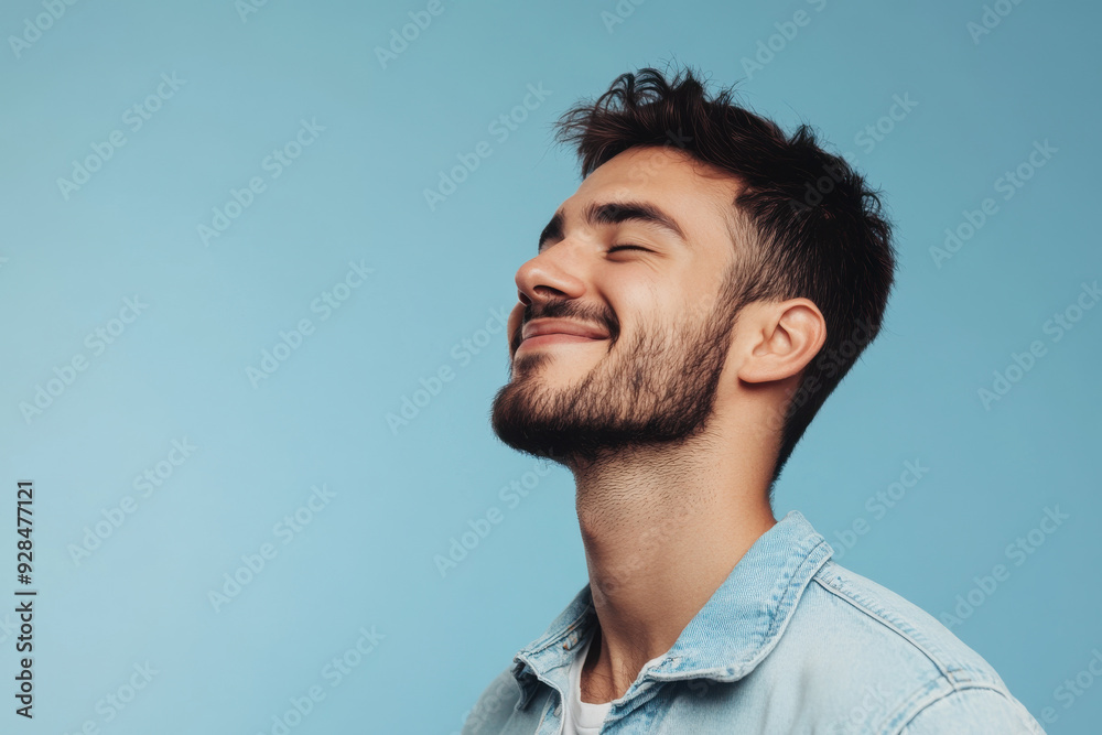 A close up of a man's face with his eyes closed A close up of a man's face with his eyes closed