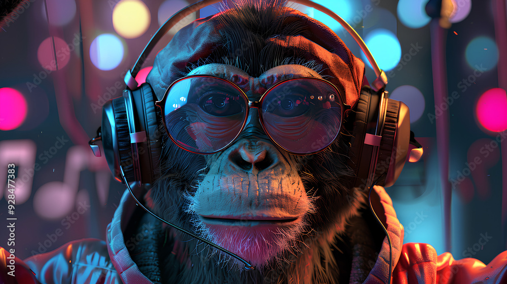 fictional animation of a monkey who becomes a rapper Stock Illustration ...