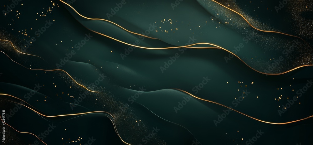 Dark green background with golden lines and glow.