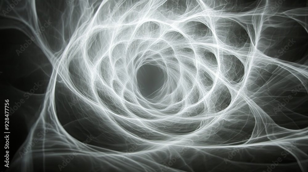 Ethereal white light painting creates a time tunnel effect on an abstract background, embodying the essence of modern technology. Ethereal white light painting creates a time tunnel effect on an abstract background, embodying the essence of modern technology.