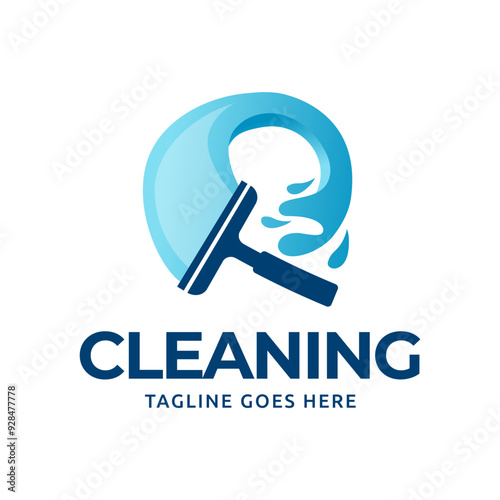 Window cleaning service logo. Window glass cleaning vector logo