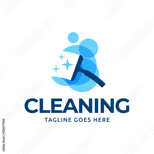 Window cleaning service logo. Window glass cleaning vector logo