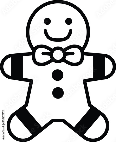 A smiling gingerbread man with a bow tie
