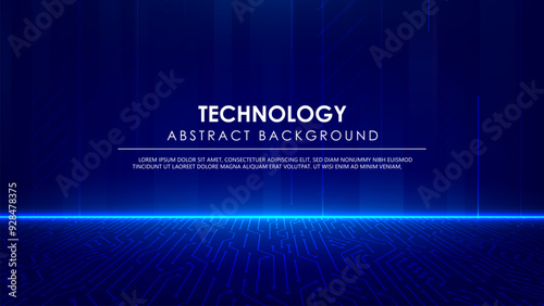 Technology perspective line circuit futuristic digital abstract blue light background