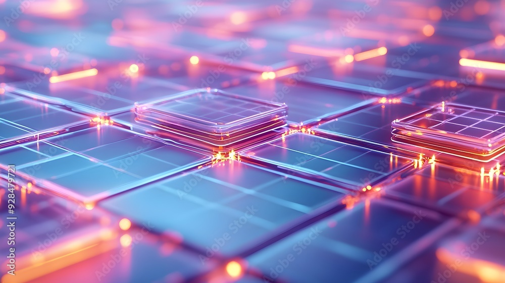 Fototapeta premium Abstract Digital Network with Glowing Lines