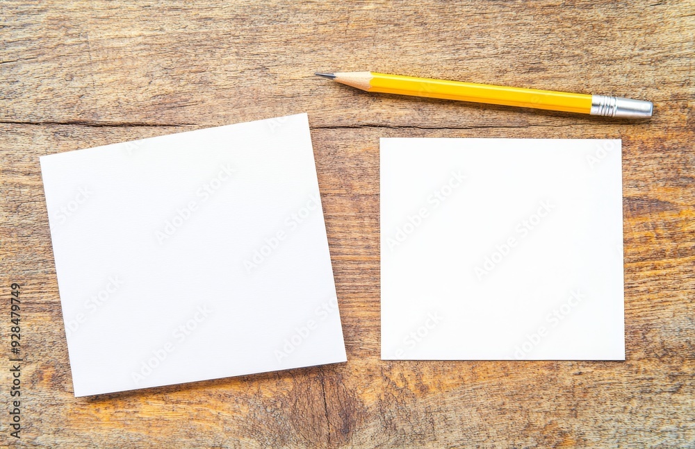 A photo of blank corporate stationery on a wood table background. This is a template for branding. A photo of blank corporate stationery on a wood table background. This is a template for branding.