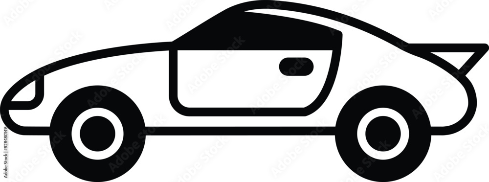 black and white car with a black wheel