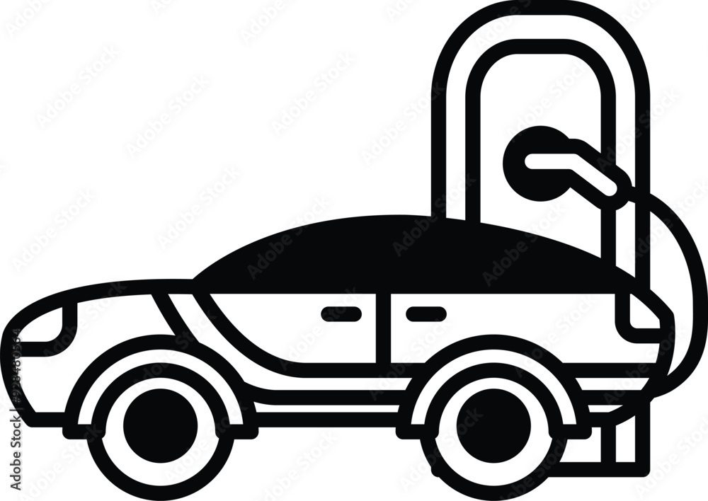 A car is parked at a charging station A car is parked at a charging station