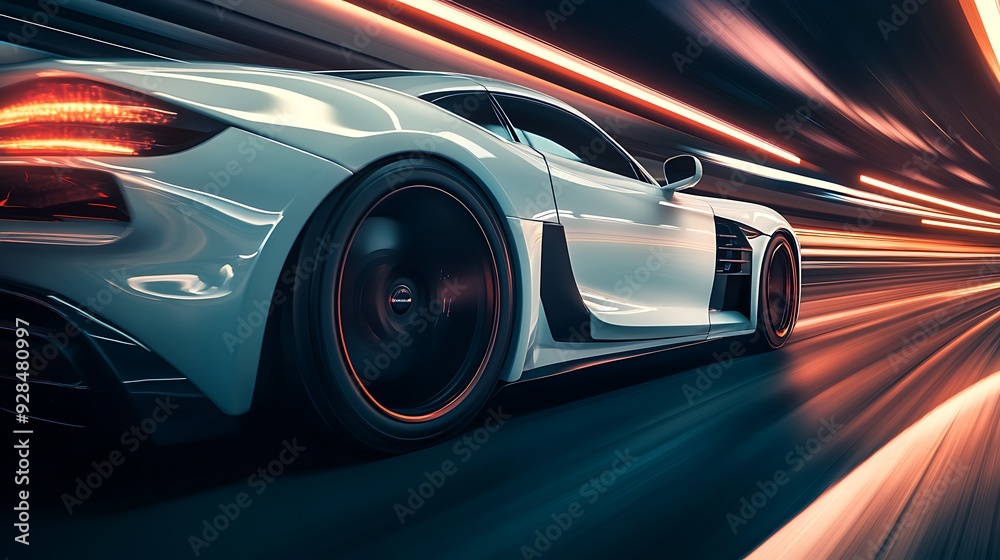Racing sports car on the road Racing sports car on the road