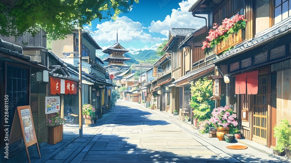 Fototapeta premium village in anime style