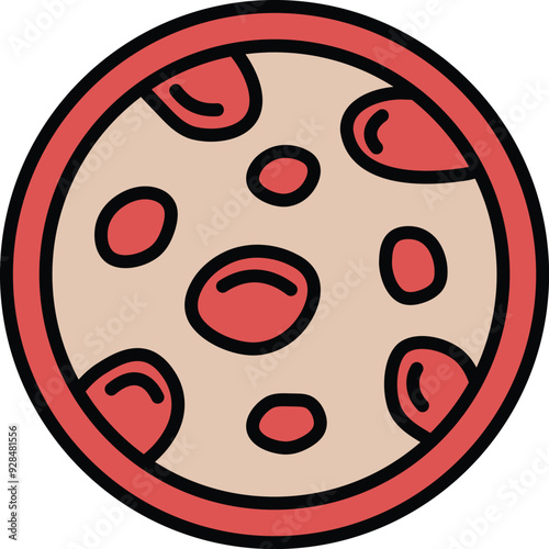 Blood cells in blood vessels in line drawing style