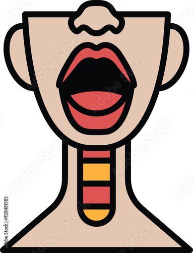 Throat organs in line drawing style