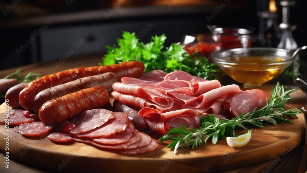a tray of food including meat, cheese, and parsley. a tray of food including meat, cheese, and parsley.