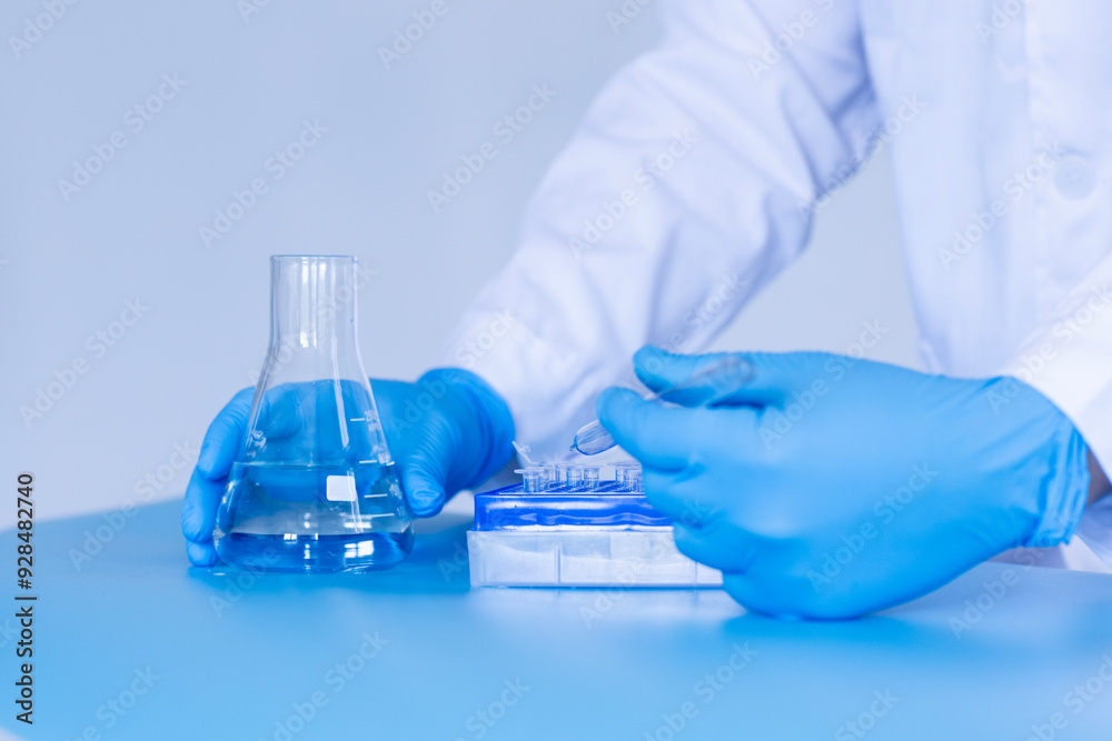 Fototapeta premium Production line pharmaceutical industry. Manufacturing of drugs and medications, pharmaceuticals.