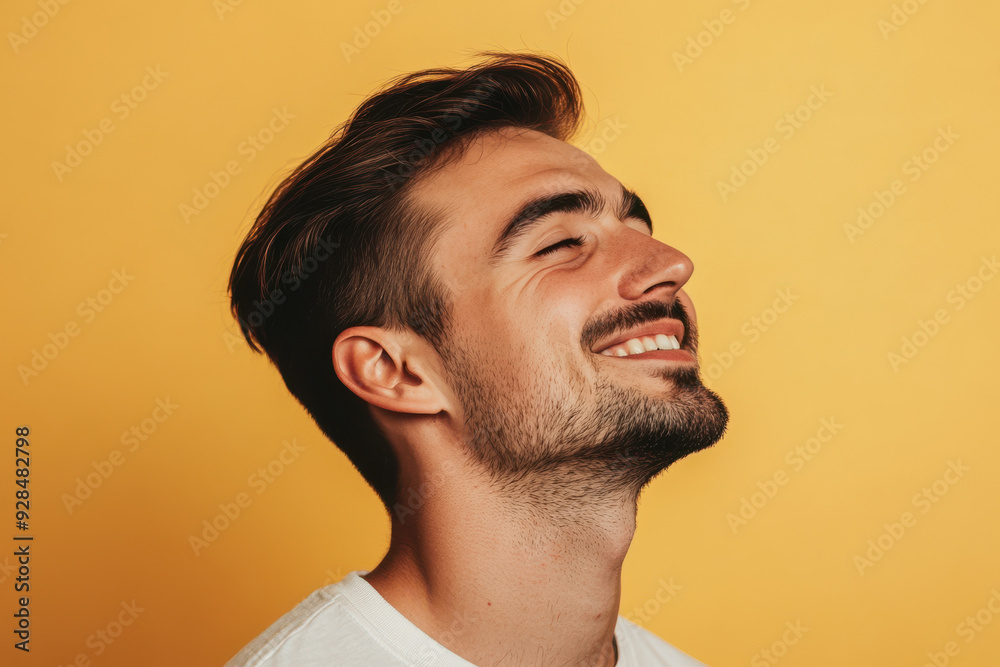 A close up of a man's face with his eyes closed A close up of a man's face with his eyes closed