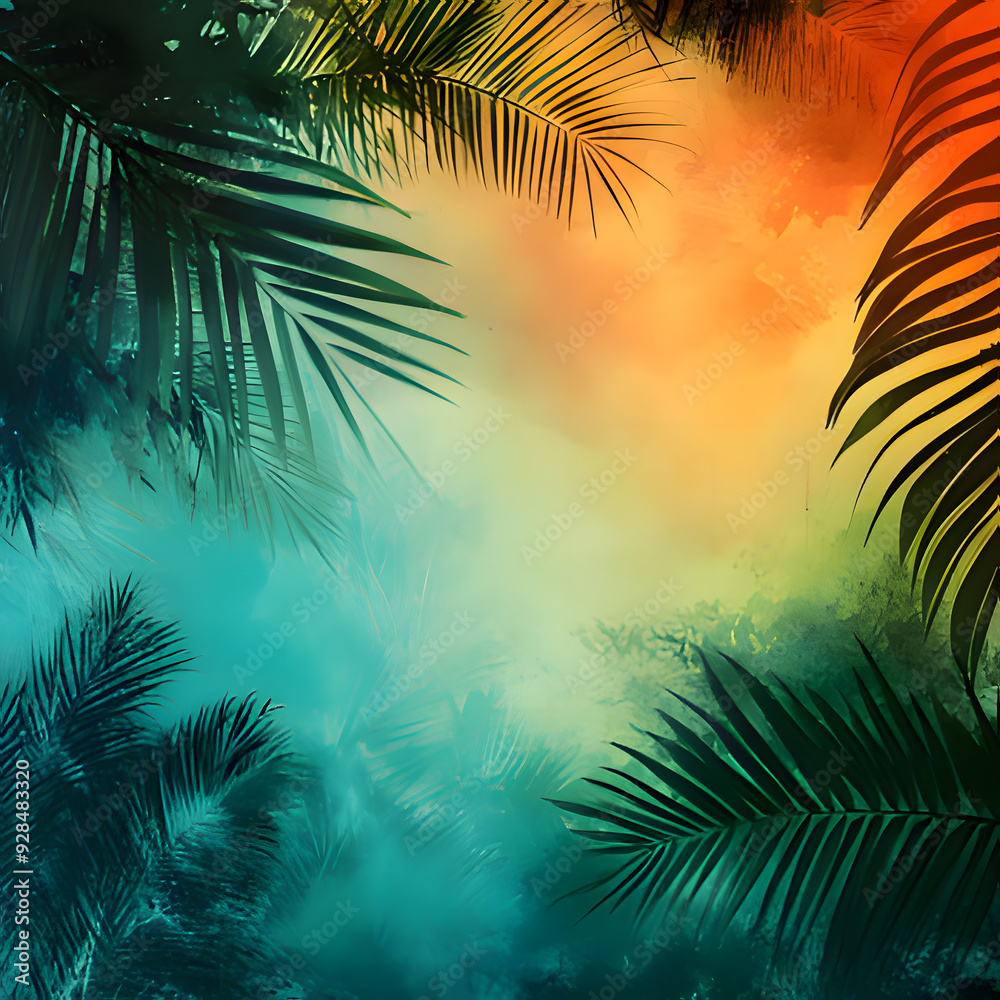 palm tree silhouette. Generative AI palm tree silhouette. Generative AI