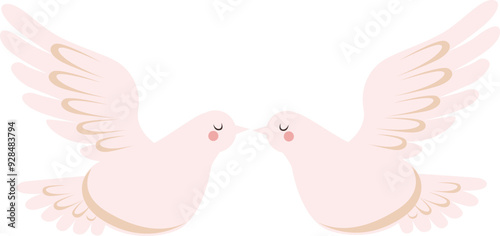 Dove couple icon. Romantic wedding bird symbol