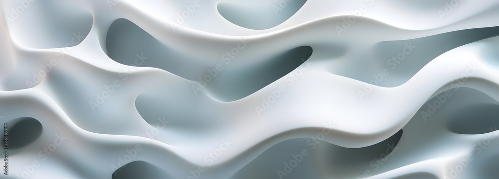 Fototapeta premium 83. Geometric forms with subtle shadows and smooth surfaces arranged in a dynamic 3D pattern isolated on a pristine white backdrop.