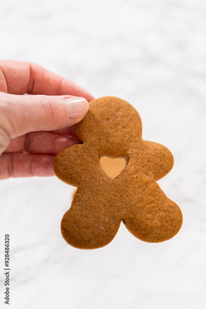 Golden-Brown Gingerbread Cookies with Heart Cutouts Golden-Brown Gingerbread Cookies with Heart Cutouts