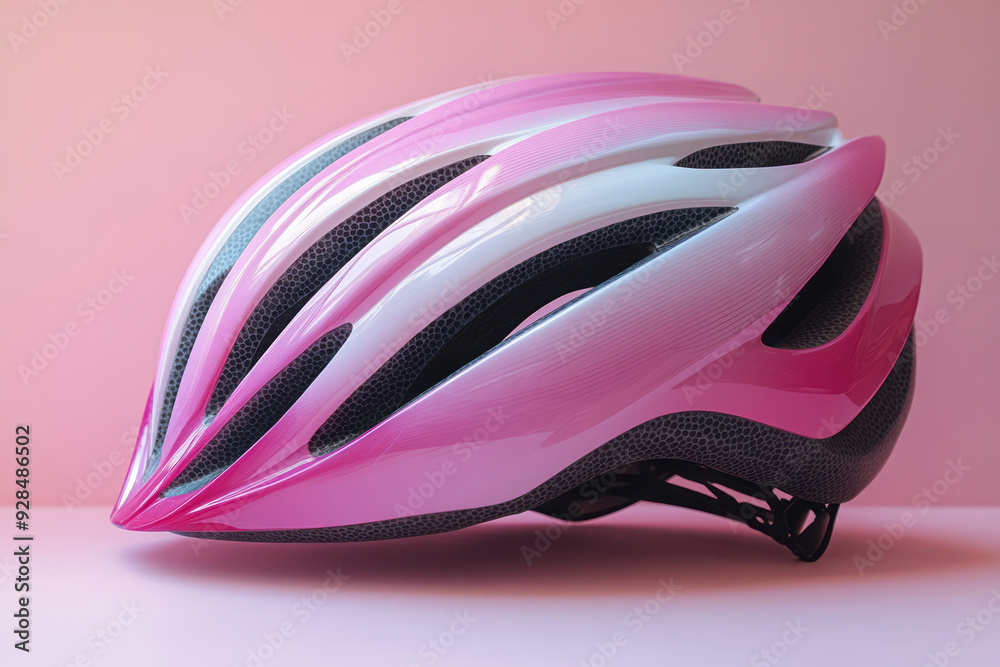 A bicycle helmet, isolated on a pastel pink background, representing cycling as a form of exercise, A bicycle helmet, isolated on a pastel pink background, representing cycling as a form of exercise,