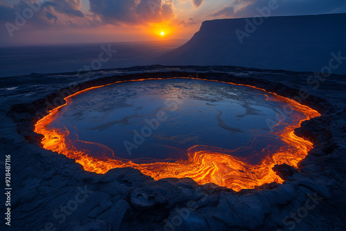 Lava lake in the Erta Ale volcano Ethiopia photo