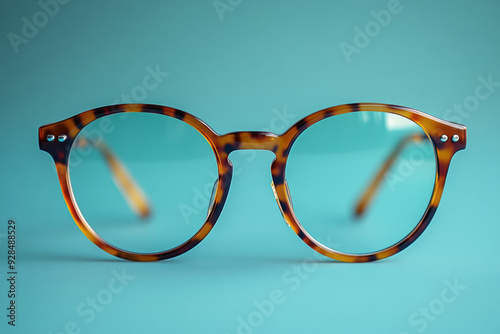 A pair of reading glasses, isolated on a pastel green background, representing clarity and focused thinking,