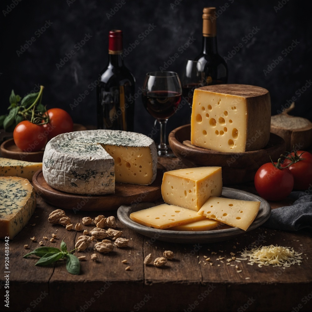 Savor the artistry of cheese making with an elegant cheese board featuring a variety of rich and creamy selections for refined tasting Savor the artistry of cheese making with an elegant cheese board featuring a variety of rich and creamy selections for refined tasting