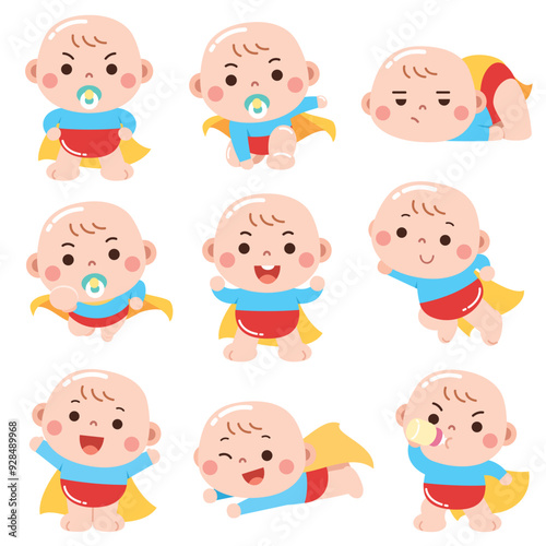 Cartoon Super Baby character. Cute baby.