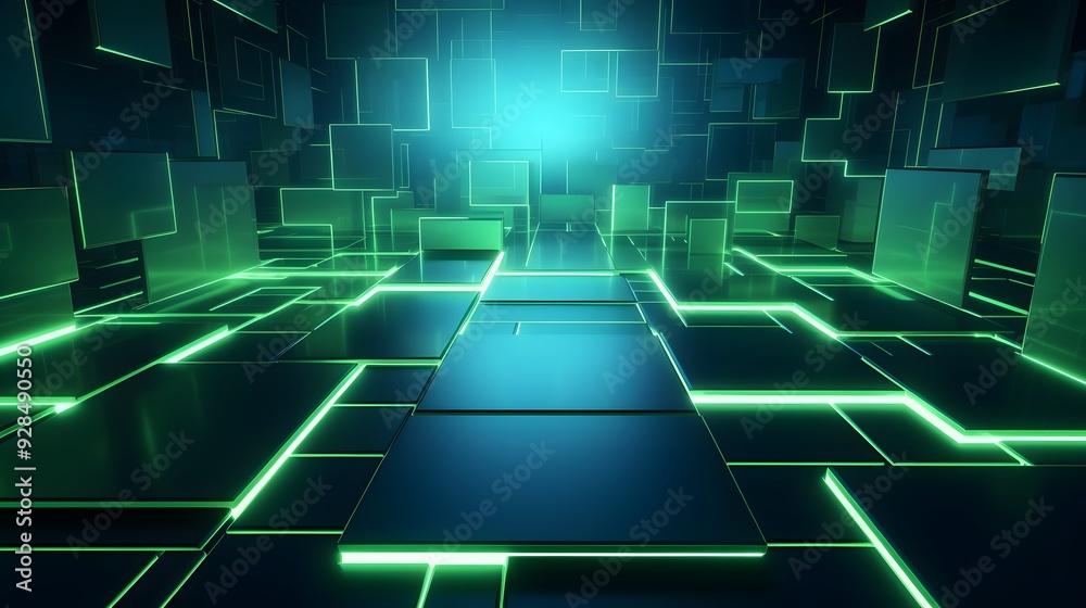 3d rendering of mind green and blue abstract geometric background. Scene for advertising, technology, showcase, banner, game, sport, cosmetic, business, metaverse. Sci-Fi Illustration. Product display 3d rendering of mind green and blue abstract geometric background. Scene for advertising, technology, showcase, banner, game, sport, cosmetic, business, metaverse. Sci-Fi Illustration. Product display
