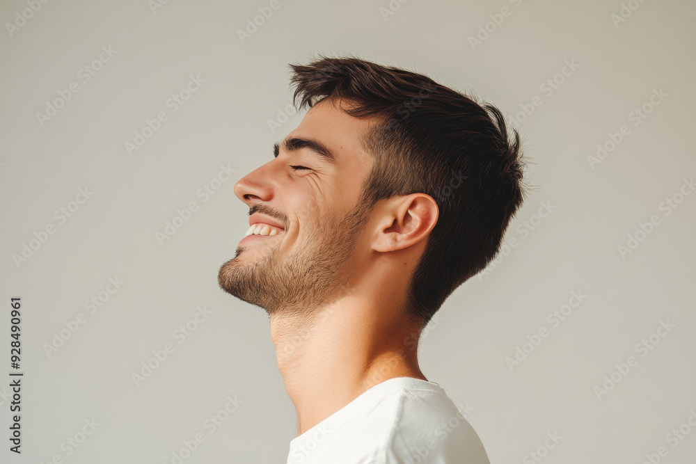 A close up of a man's face with his eyes closed A close up of a man's face with his eyes closed