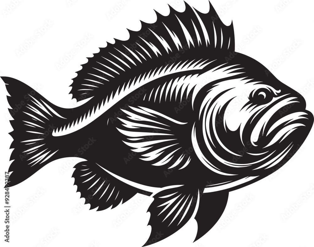 Big Fish Silhouette isolated on white background Minimalist fish vector shape Big Fish Silhouette isolated on white background Minimalist fish vector shape