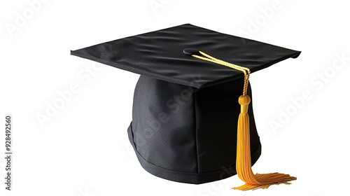 Black college graduation cap isolated on transparent background, PNG