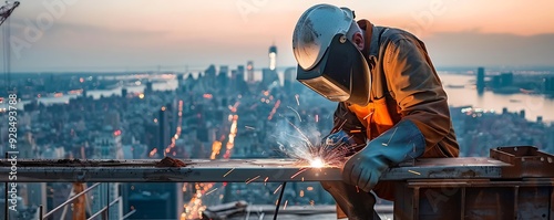 Welder Working on a Construction Site in NYC
